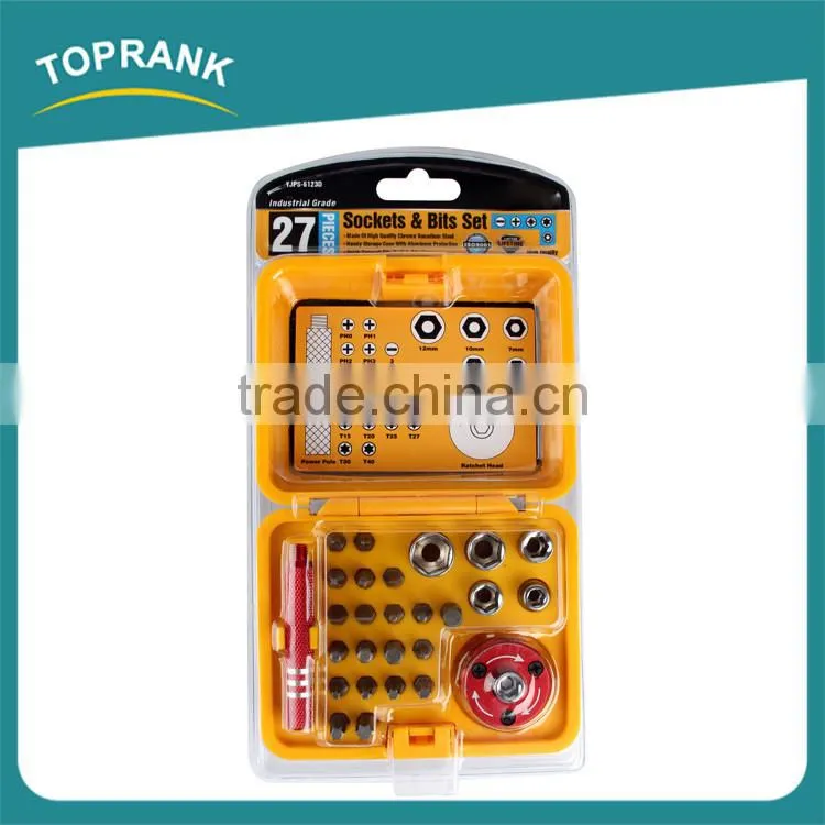 27pcs chrome vanadium steel professional sockets and bits set