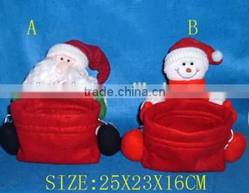 holiday items/ Christmas gift polyester snowman candy container/ Christmas decoration