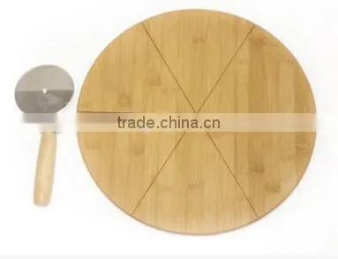 pizza cutting board, round pizza cutting board, round bamboo cutting board with handle
