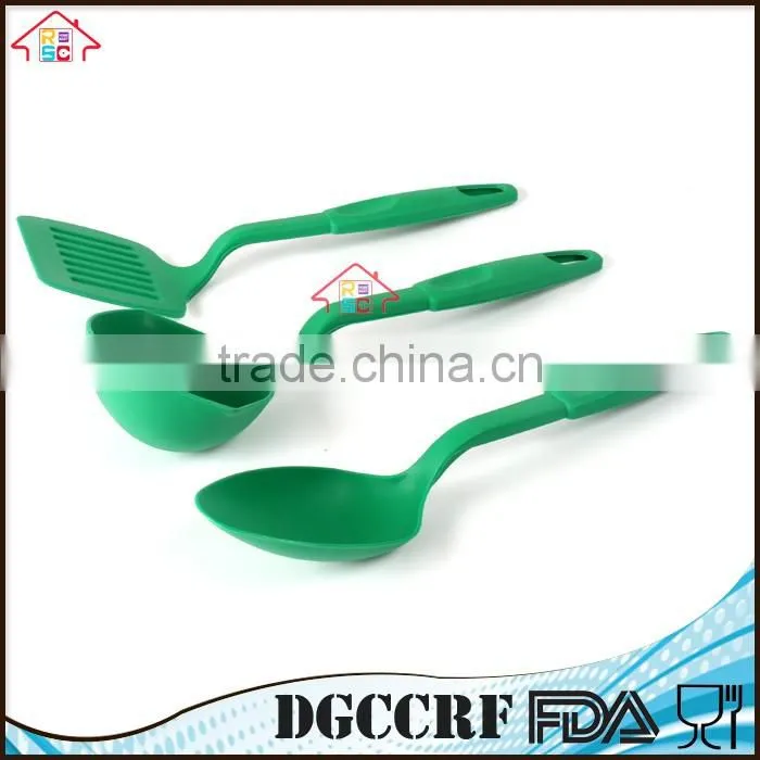 NBRSC high heat resistant Nylon utensil set of 3 kitchen cooking tools Ladle Slotted Turner Spoon