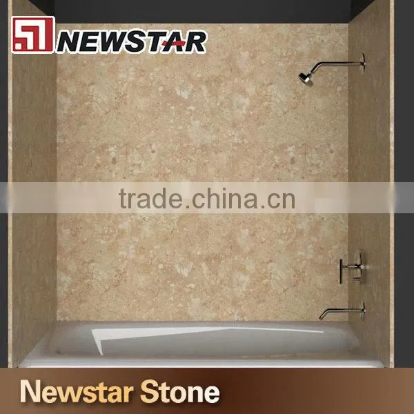 Chinese natural stone beige granite wall 3 panel shower door