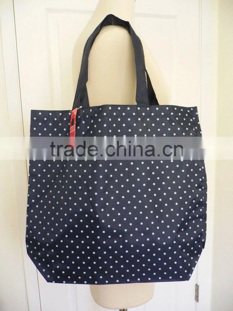 Eco-Friendly White Polka Dots Large Reusable Shopping Bag