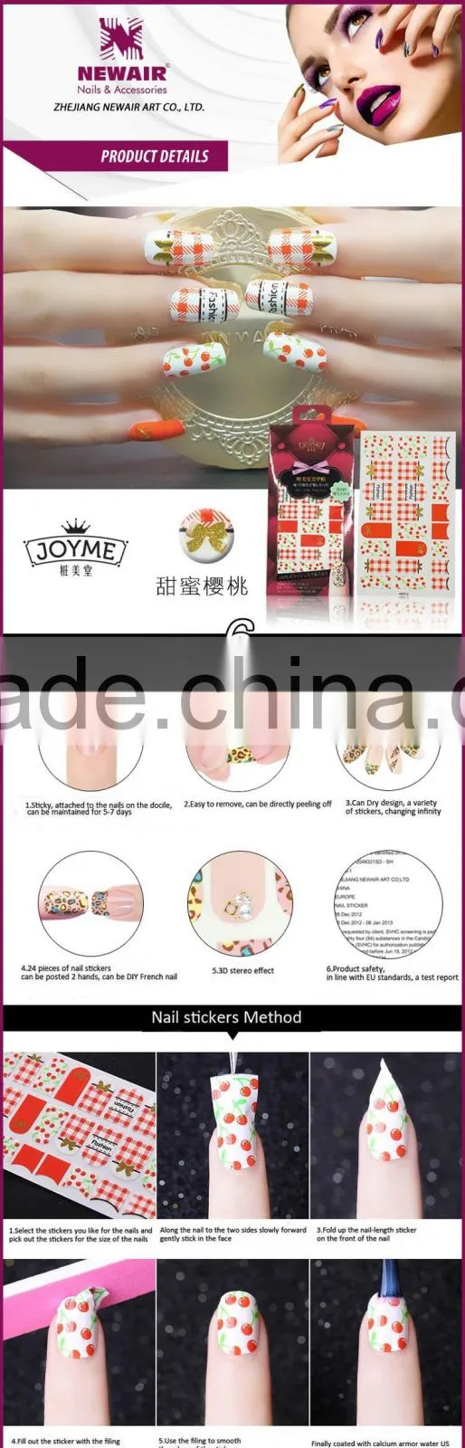 New Air French Fresh Style Nail Art Sticker Colorful Shining Transfer Nail decal/wraps