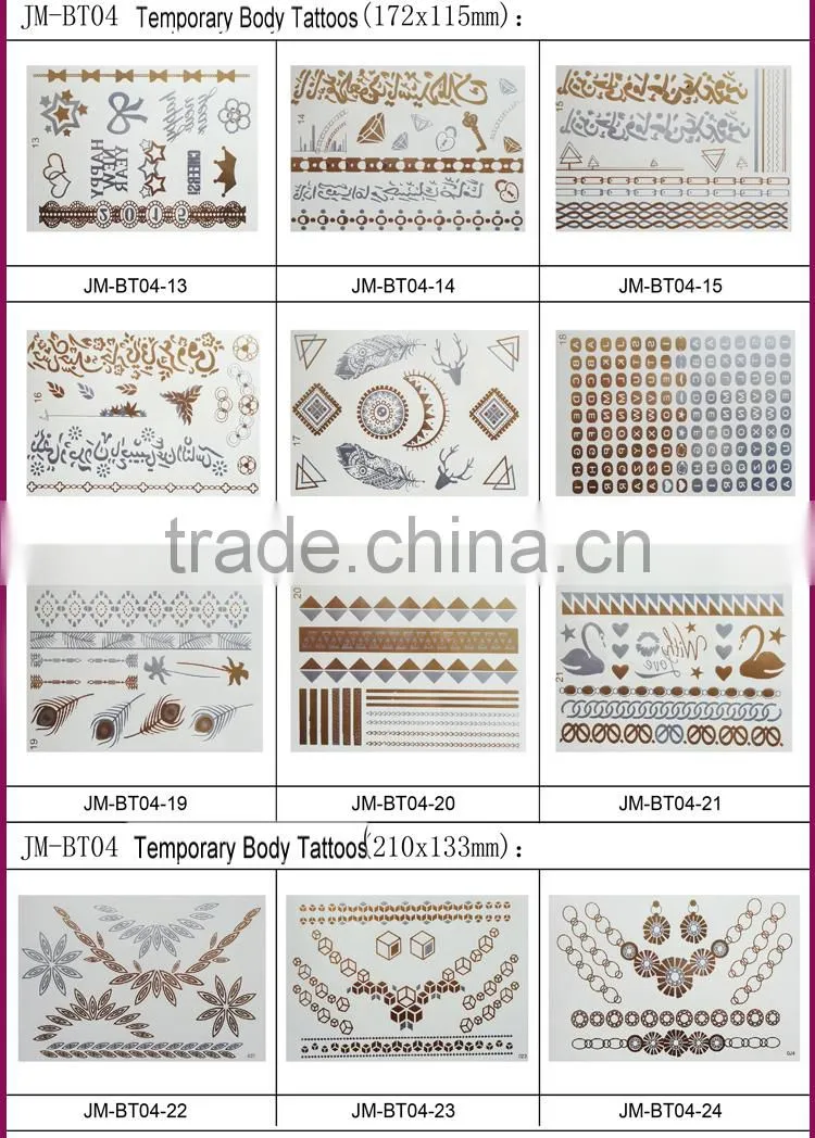 Water transfer printing fashion jewelry temporary tattoo