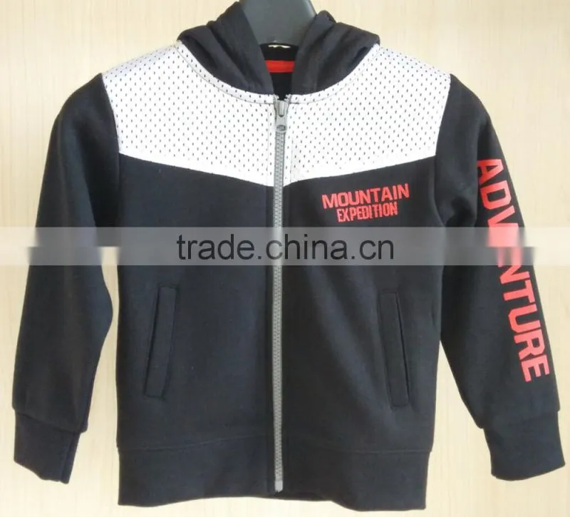 2017 style kids zip up hoody/hoodie cotton fleece hoodie black hoodie for young boys