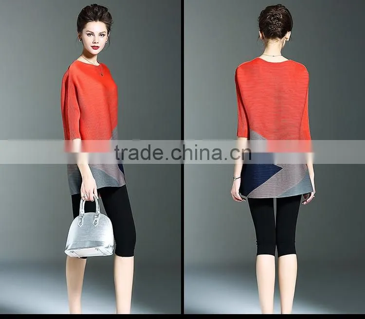 Latest new womens big yards loose contrast color fold dress