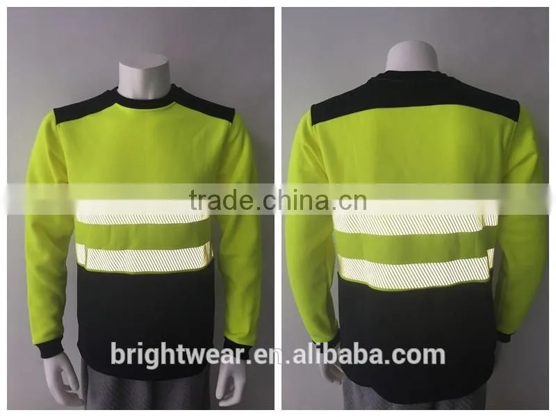 80% polyester 20% cotton fleece hi vis safety sweatshirt