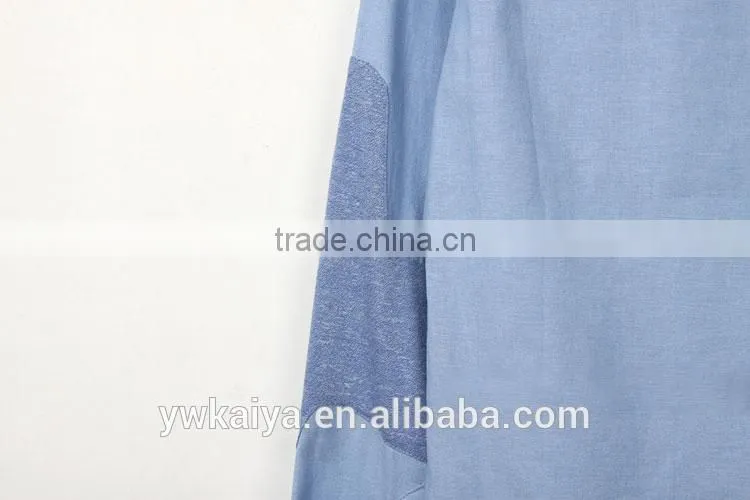 2014 hot sale fashion leisure hit collar denim long sleeve cheap fancy blouse for women
