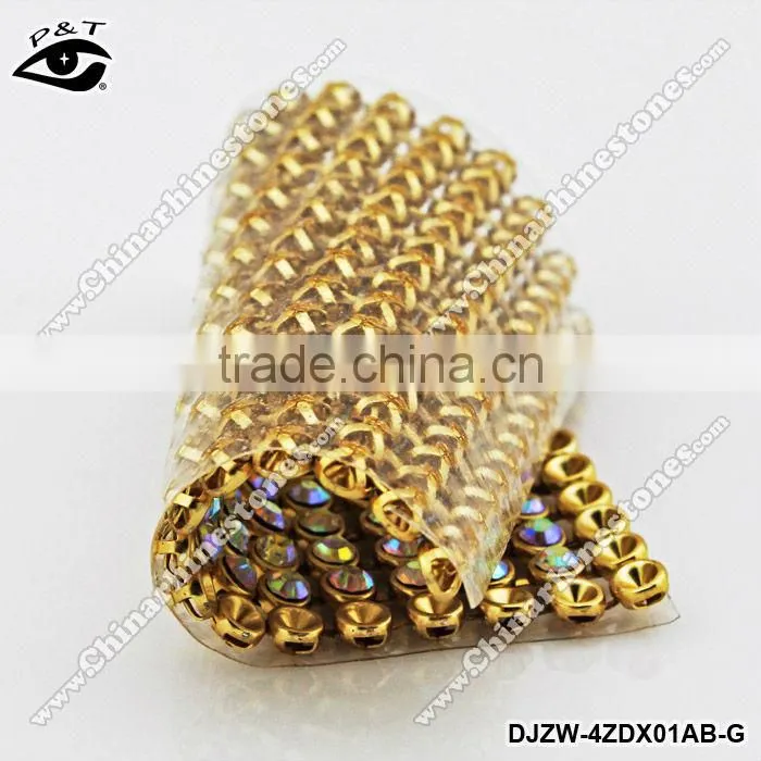Hot fix rhinestone metal mesh 3MM crystal AB gunmetal base