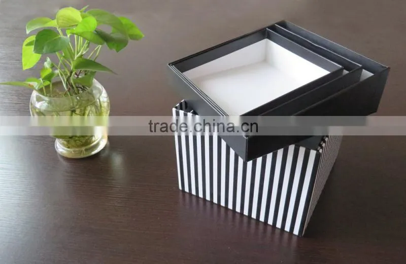 Gift Box Set - Gift Box Stripe Square Lime Set of 3 Black