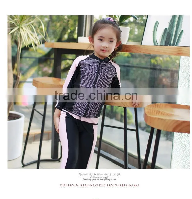 2017 latest design Chinese style swim suit cute baby girl two pieces swimwear