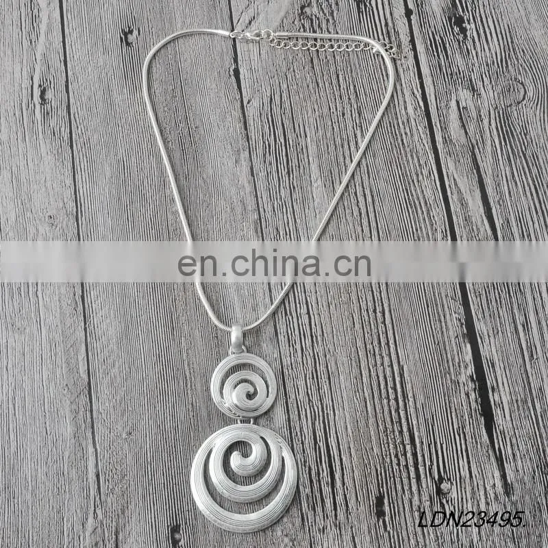 Silver Plated Pendant Necklace Brown leather Necklace