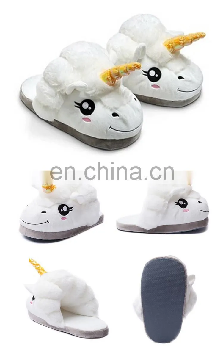 High quality cute design christmas unicorn slippers
