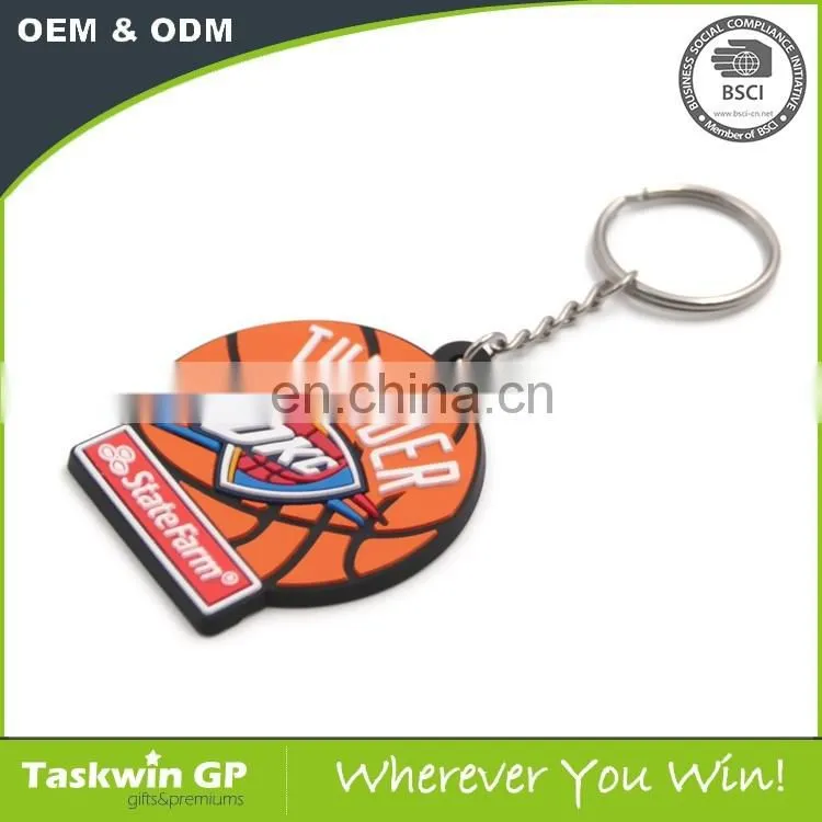 Promotional gifts rubber key chain / custom basketball pvc keychain / plastic silicon keychain