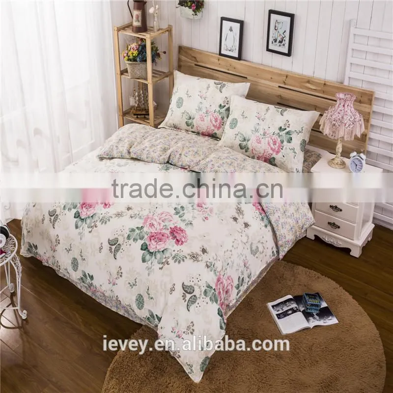 modern floral printed two colors bed linen sets 100% cotton flat sheet set all size