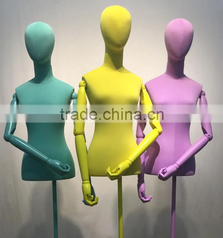 high quality fiberglass mannequin torso with wood arms