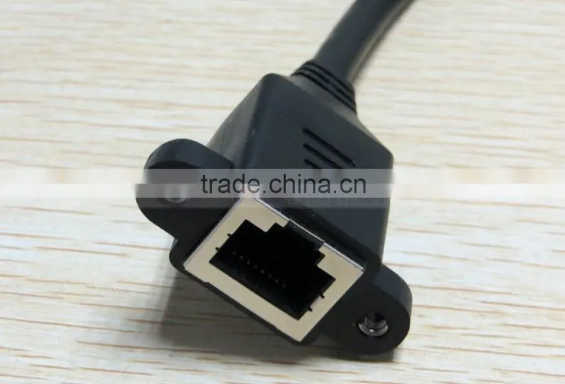 30CM 0.3M RJ45 Male to Female Screw Panel Mount Ethernet LAN Network Extension Cable
