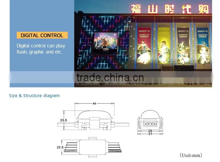 colorful intelligent pixel led curtain wall light