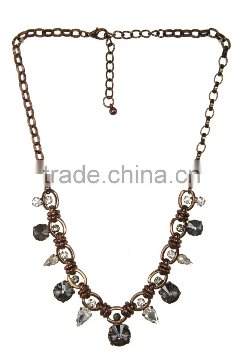 Rhinestone and Faux Gem Charm Necklace