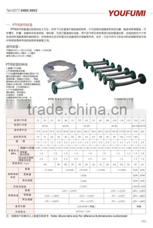 SS304 NET PTFE Flexible Hose Flange connector