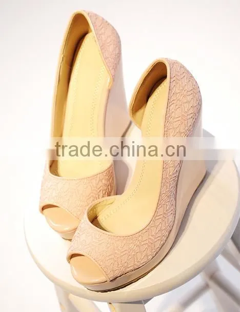 sexy lace peep toe korean dress shoes latest high heel shoes for girls.