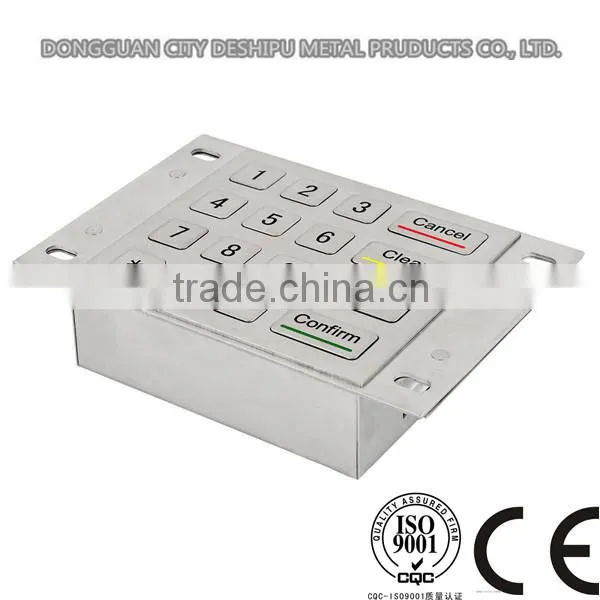 16 keys vandal proof metal numeric function keypad