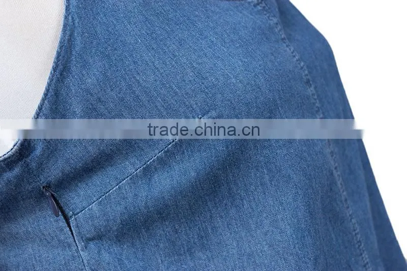 2015 fashion Hot Girl Sexy Backless Cross Spaghtti Strap Denim Dress