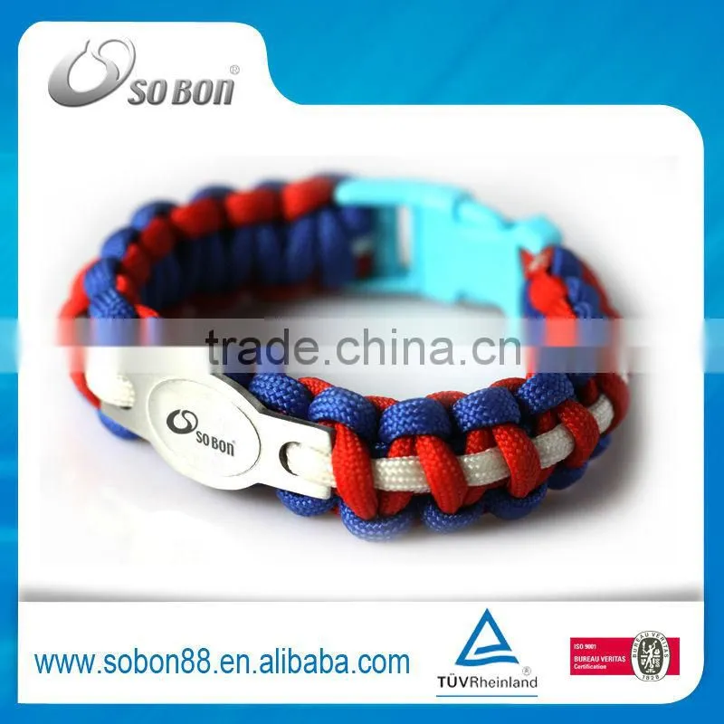 2016 wholesale 550 paracord survival bracelet with stainless steel clasp