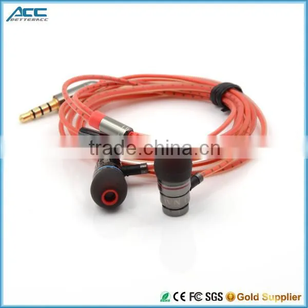 New Design Nylon Braided Fabric Cord Earphone with Mic and on/off button metal Earphone
