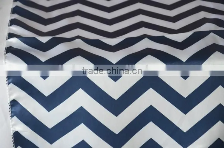 Cheap white satin printed chevron table runner
