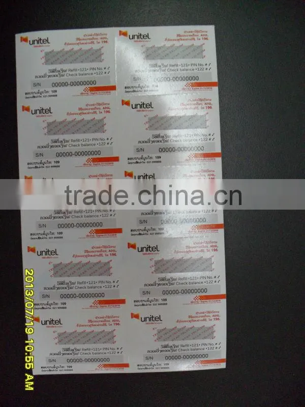 5 in 1 break off Paper Scratch Card