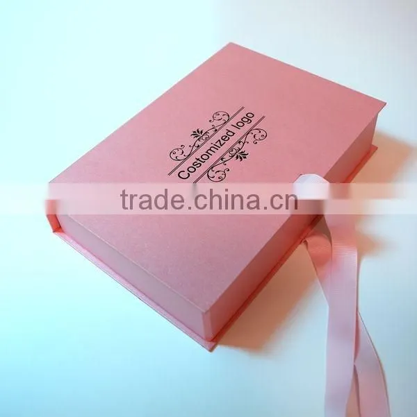 Costom printed luxury foldable boxes pp with ribbon