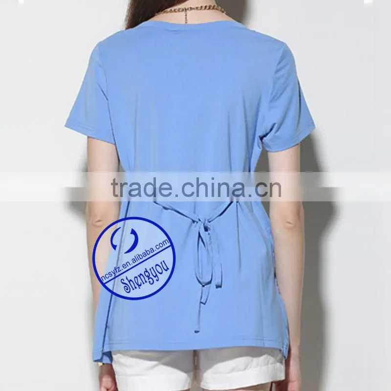Custom spandex cotton printed short sleeve maternity t shirt