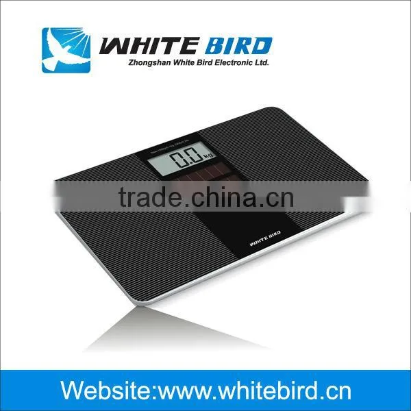 WhiteBird glass digital bathroom scale with large LCD