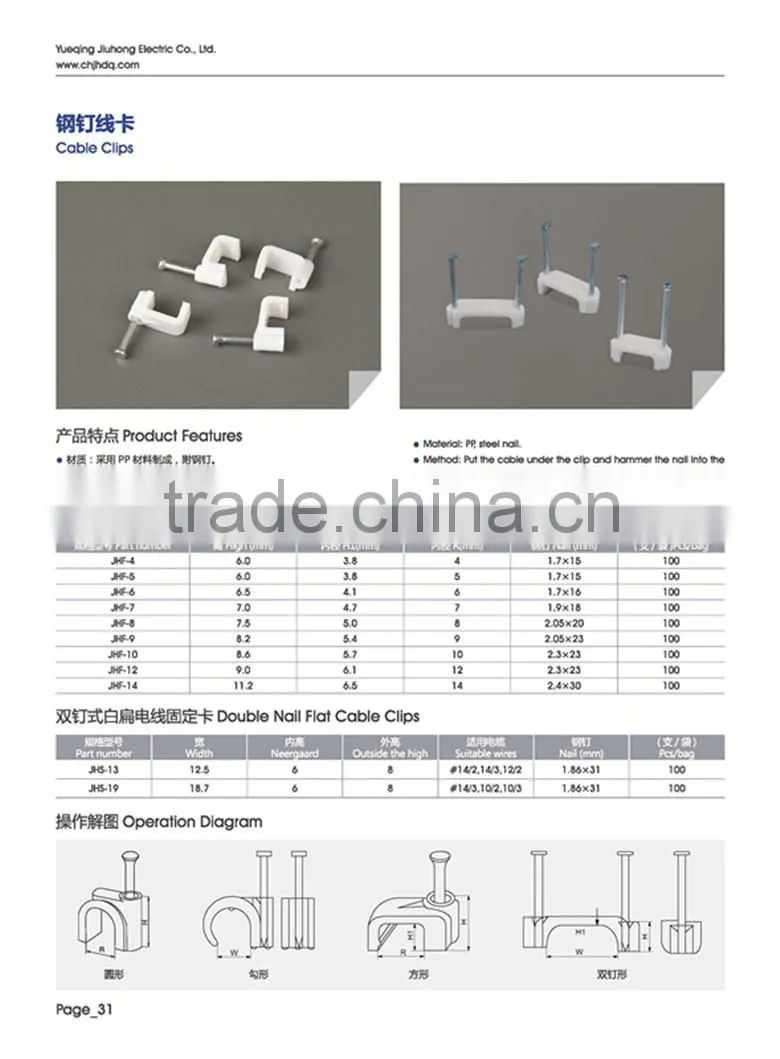 made in China square cable clips