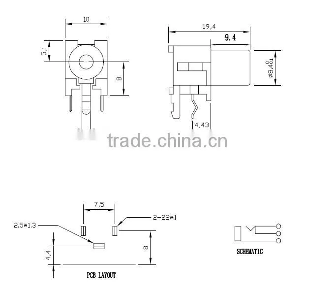TV/DCD/ Single pin av jack AV1-8.4-5A