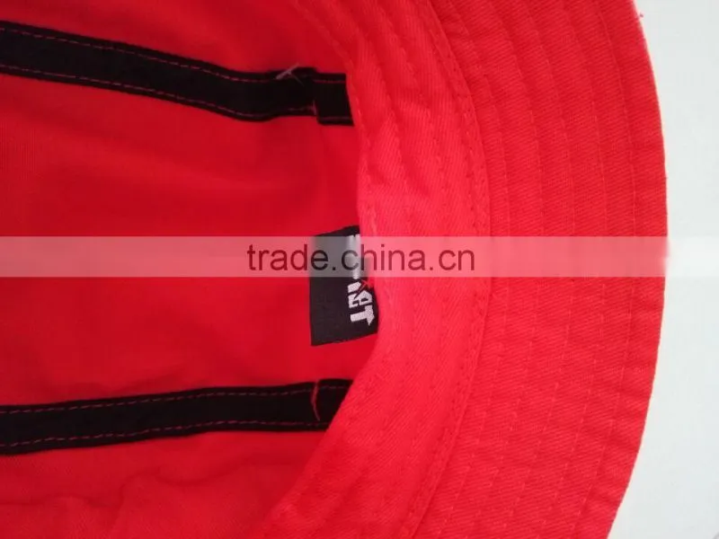 red front embroidery 100% cotton bucket hat