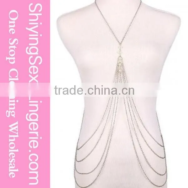Elegant Multi-layer Silver Tassel Bikini women body chain