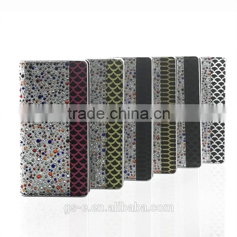 PU Leather Case With Rhinestone Customized Flip Case For Samsung Galaxy S6 Edge