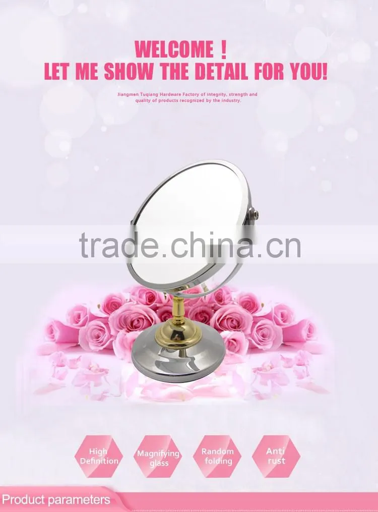 Small round desktop standing cosmetic mirror