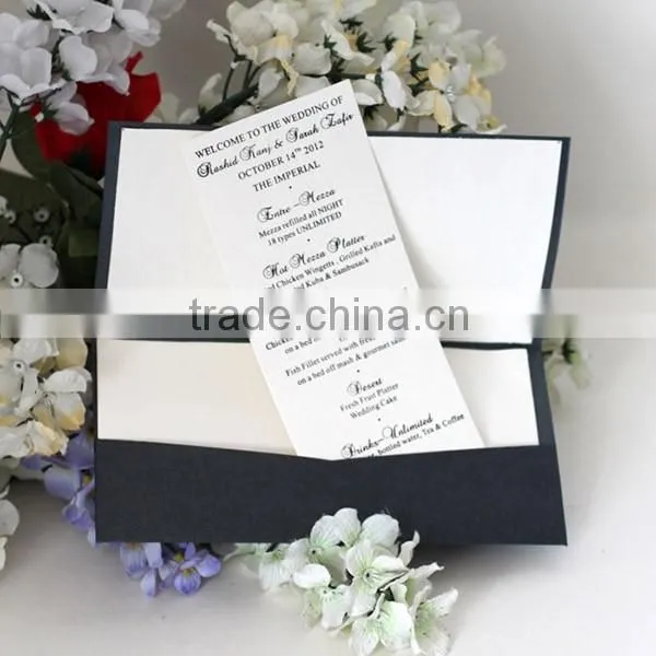 2016 newmengxing flocking pattern pocket invitation, custom design for the color