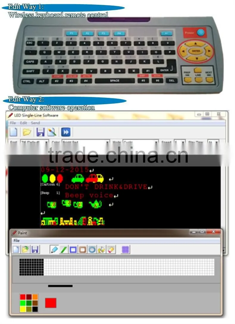 HOT! KBM500N-780RG(P7.62-7x80RGY) 65.2x9.7x3.4cm led wireless keyboard Support Indoor and outdoor Single /tricolor led Sign