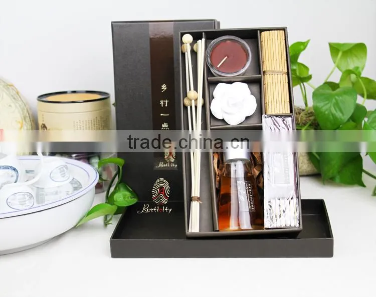 Customized glass bottle with essential oil reed diffuser with incense stick