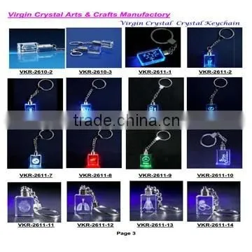 Crystal golf ball promotional key rings for sport souvenirs with keychain led light