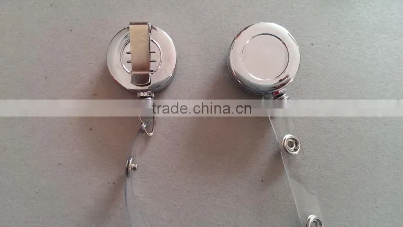 Custom logo high quality chrome plastic electroplate retractable badge reel
