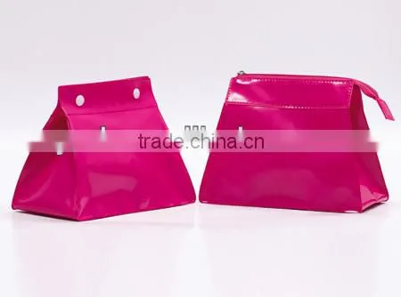 Purple PVC Button Cosmetic Packaging Bag