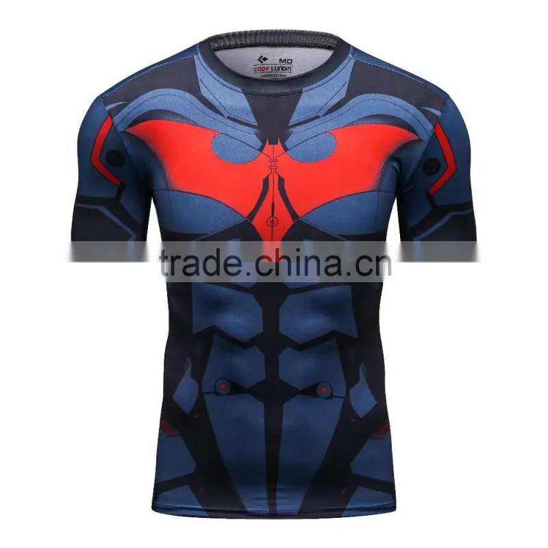 Avengers superman/bat-man marvel cartoon super hero clothing apparel men's slim fit digital print round neck short sleev t shirt