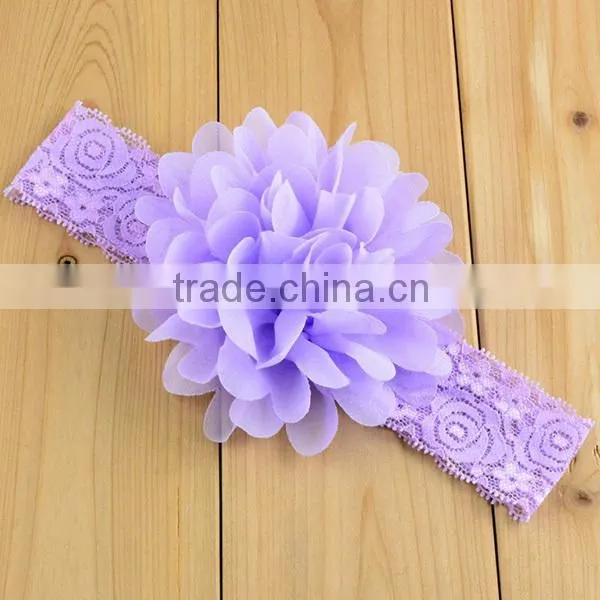 lace elastics chiffon flower baby hair colorful head bands