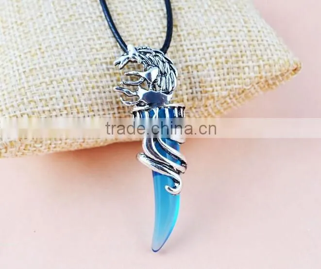 Women Men Wolf Fang Tooth Pendant Chain Stainless Steel Fashion Necklace