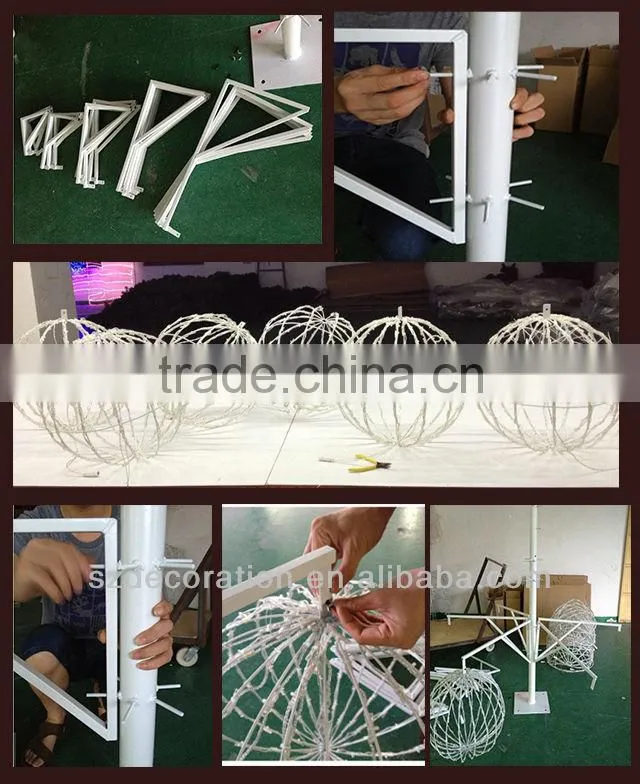 H:5m assembled christmas ball motif lighting artificial tree for shopping center